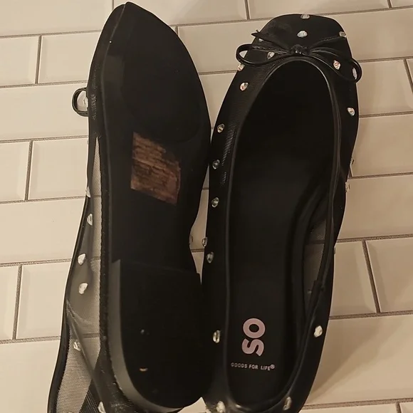 SO Black Gem Stone Polka Dot Women's Flats - Picture 6 of 6